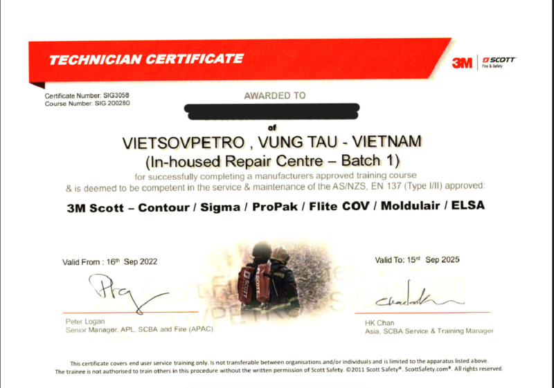 TTAT Vietsov - Trung tâm An toàn và Bảo vệ Môi trường Vietsovpetro Dịch Vụ Kiểm Tra – Sửa Chữa – Bảo Dưỡng Thiết Bị Thở SCBA và EEBD